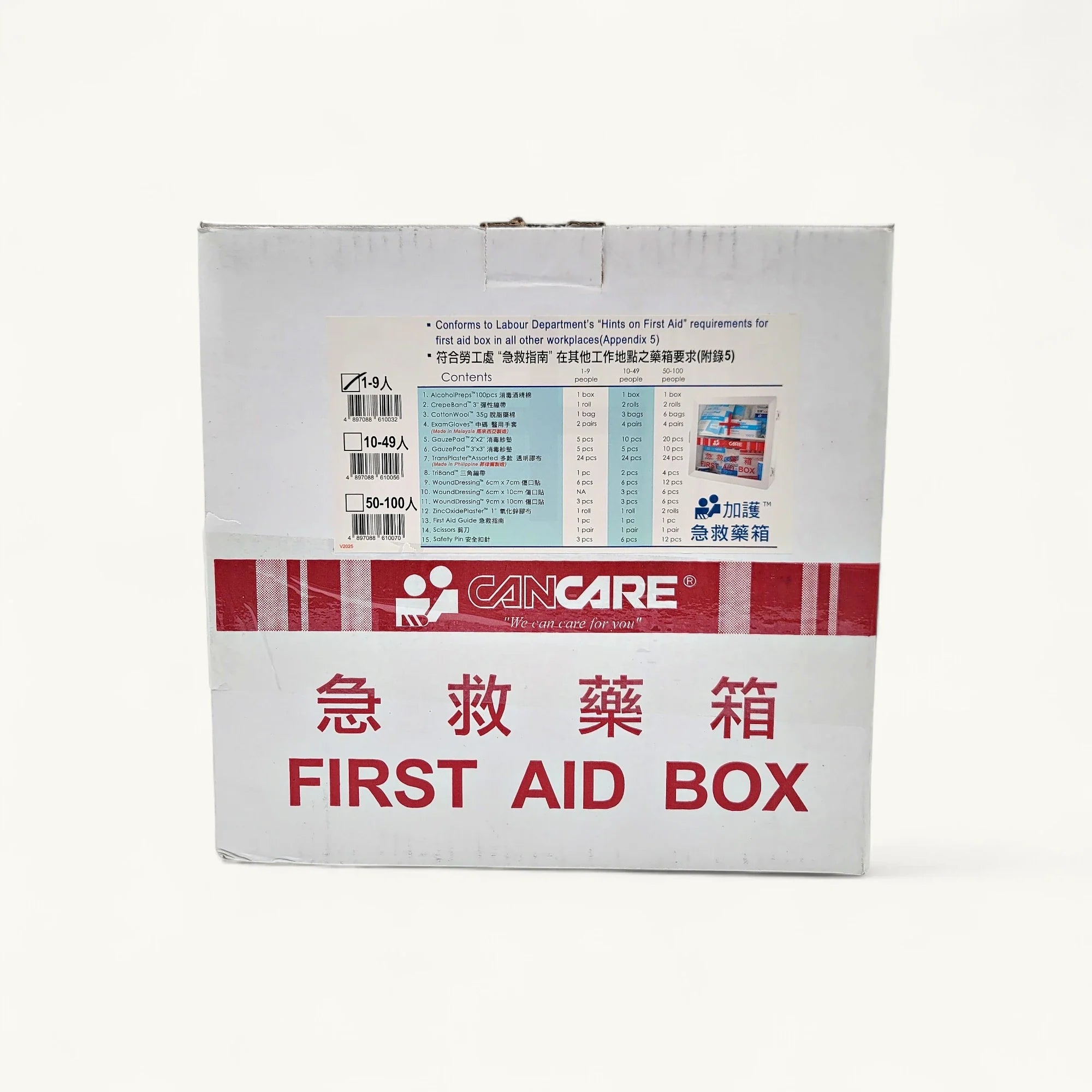 Cancare-CC-FABR-99-安全藥箱補充裝-1至100人用-急救護理包-包含消毒酒精棉