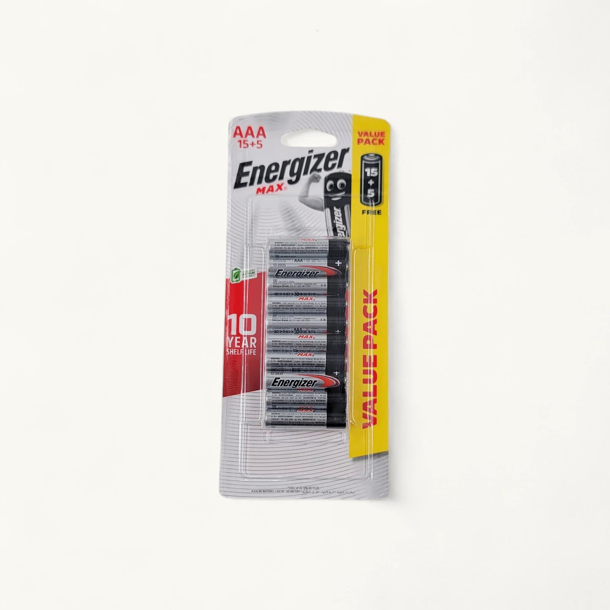 Energizer 勁量 AAA 鹼性電池 15+5粒裝 - 提供1250mAh高容量穩定辦公電力