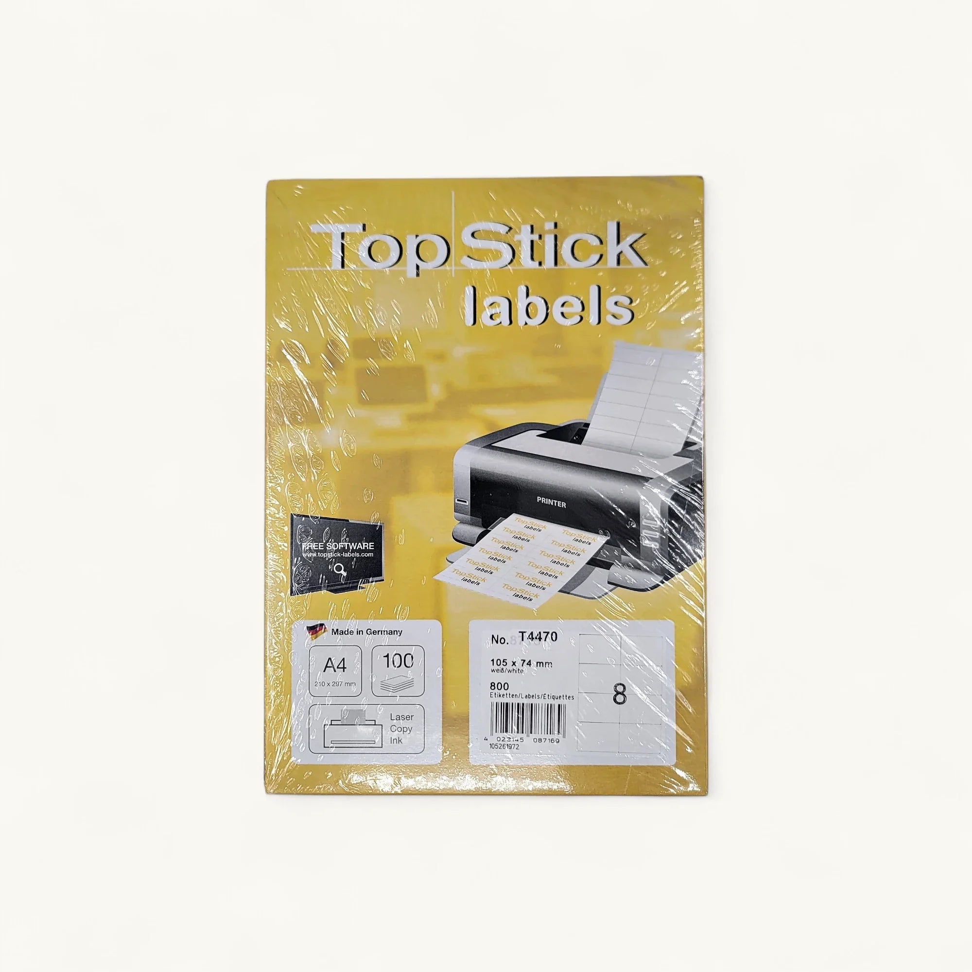 Top Stick T4470-多功能標籤-A4白色打印標籤紙-雷射及噴墨適用-105x74mm