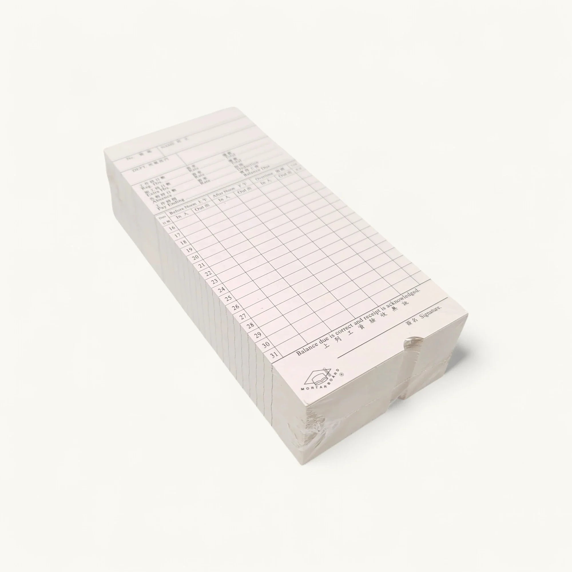 UNION-CARD(D)DP300-2-雙面打卡鐘工咭-100張大容量包裝-辦公室考勤必備