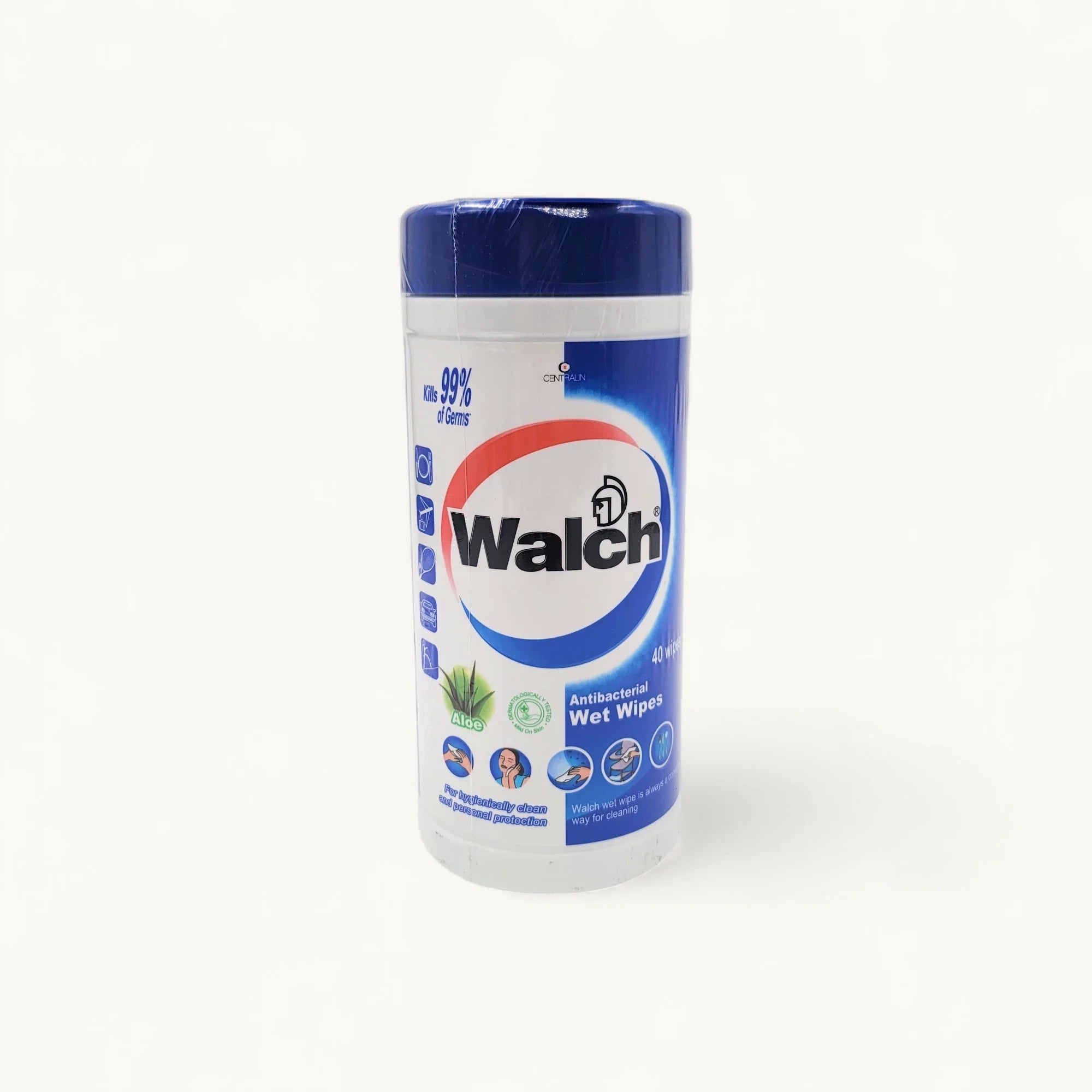 Walch-威露士消毒濕紙巾-40片筒裝-蘆薈不含酒精-清潔用品-殺菌99.9%
